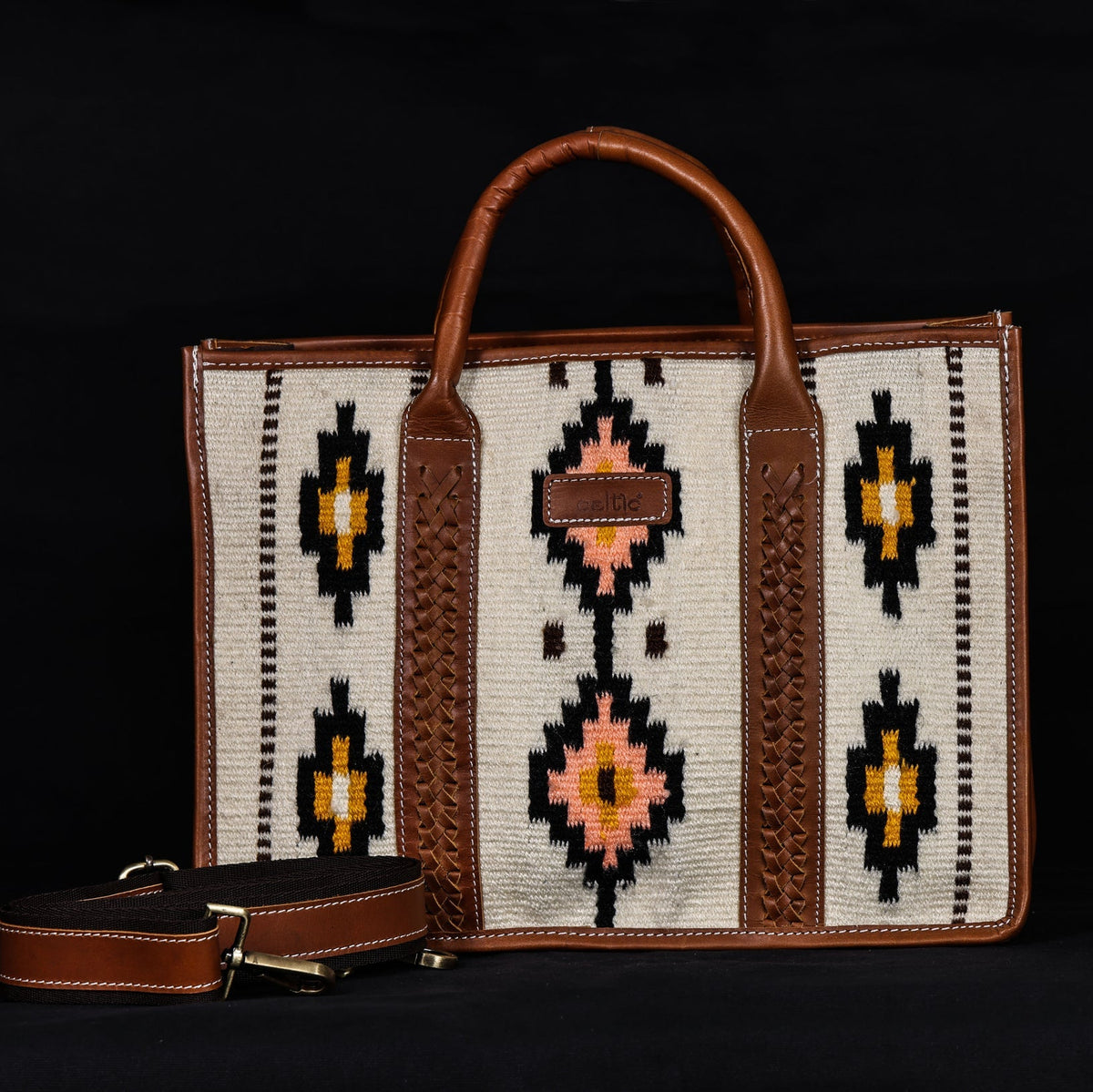 Premium Export Handwoven Leather Tote Bag | Spacious 2 Compartment & Zip Closure