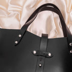 Premium Full-Grain Leather Tote Bag with Riveted Handles and Spacious Interior Pocket