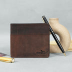 Celtic Vintage Brown Genuine Leather Bi-Fold Wallet with Coin Pocket