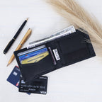 Celtic Genuine Leather Bi-Fold Wallet with Coin Pocket – Black