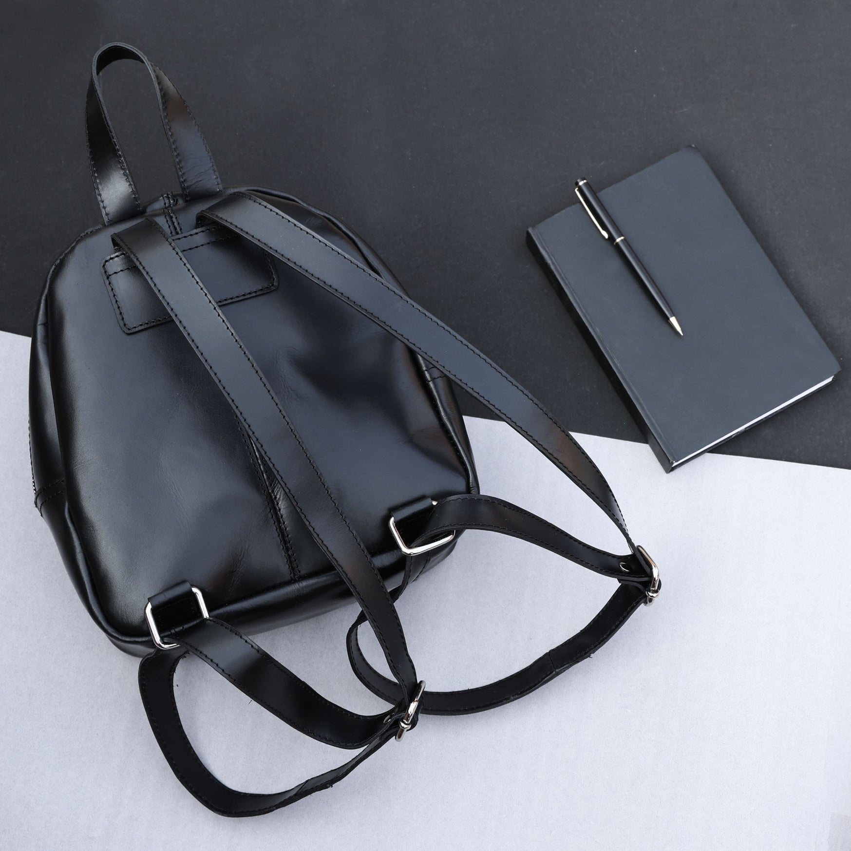 Premium Genuine Leather Backpack for Women | Minimal Structured Design with Front Zip Pocket