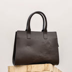 Premium Leather Tote with Floral Embossing, Top Handles, Zip Closure