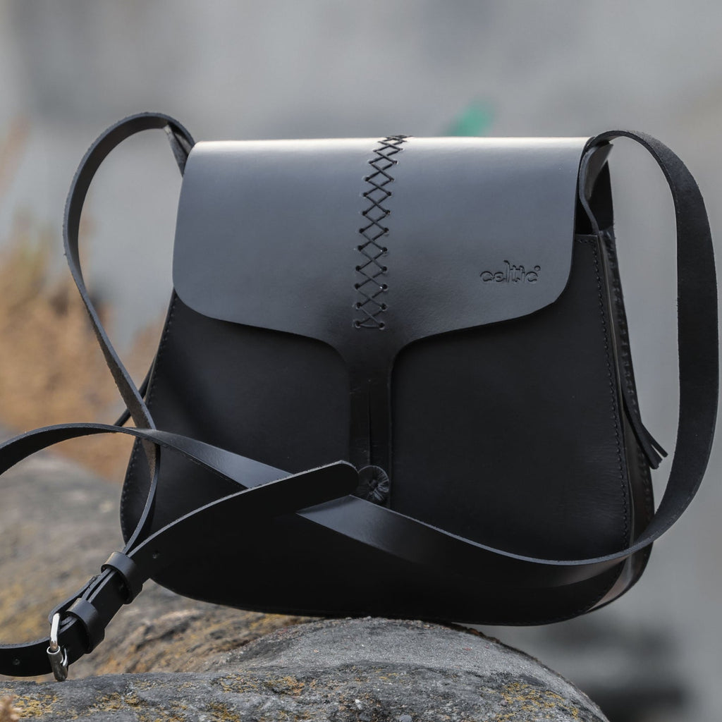 Handcrafted Full-Grain Leather Sling Bag with Hand-Stitched Detail & Adjustable Strap