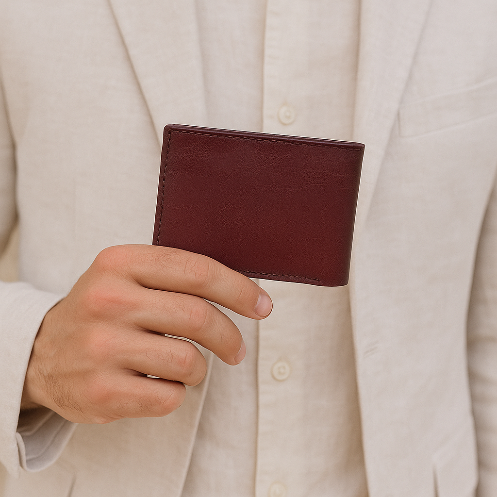 Premium Genuine Leather Bi-Fold Wallet for Men with Card Slots & Cash Compartment