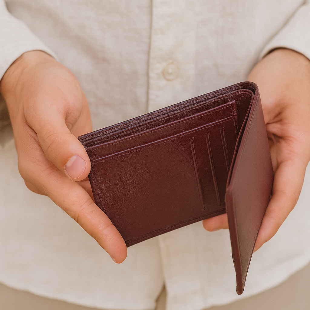 Premium Genuine Leather Bi-Fold Wallet for Men with Card Slots & Cash Compartment