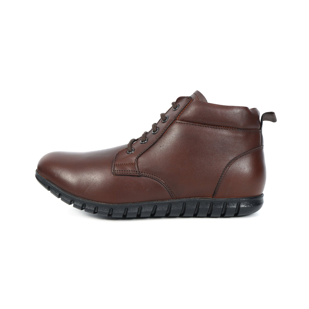 Men’s Genuine Leather Ankle Boots – Brown Lace-Up Comfort Shoes