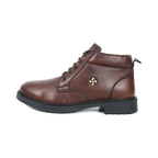 Men’s Premium Genuine Leather Ankle Boots – Brown Lace-Up Smart Casual Shoes