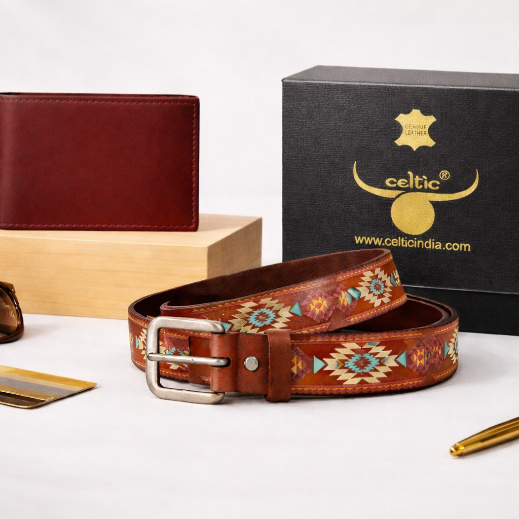 Heritage Edition: Premium Printed Belt & Genuine Leather Wallet Set