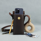 Genuine Leather Mobile Pouch with Fixed Sling Hands-Free, Stylish & Durable.