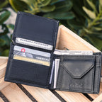 Premium Genuine Leather Bi-Fold Wallet | Sleek Coin Pocket & Card Organizer | Export Quality