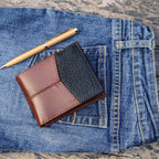 Premium Two-Tone Genuine Leather Mens Wallet | Slim Bifold Export Quality with Coin Pocket