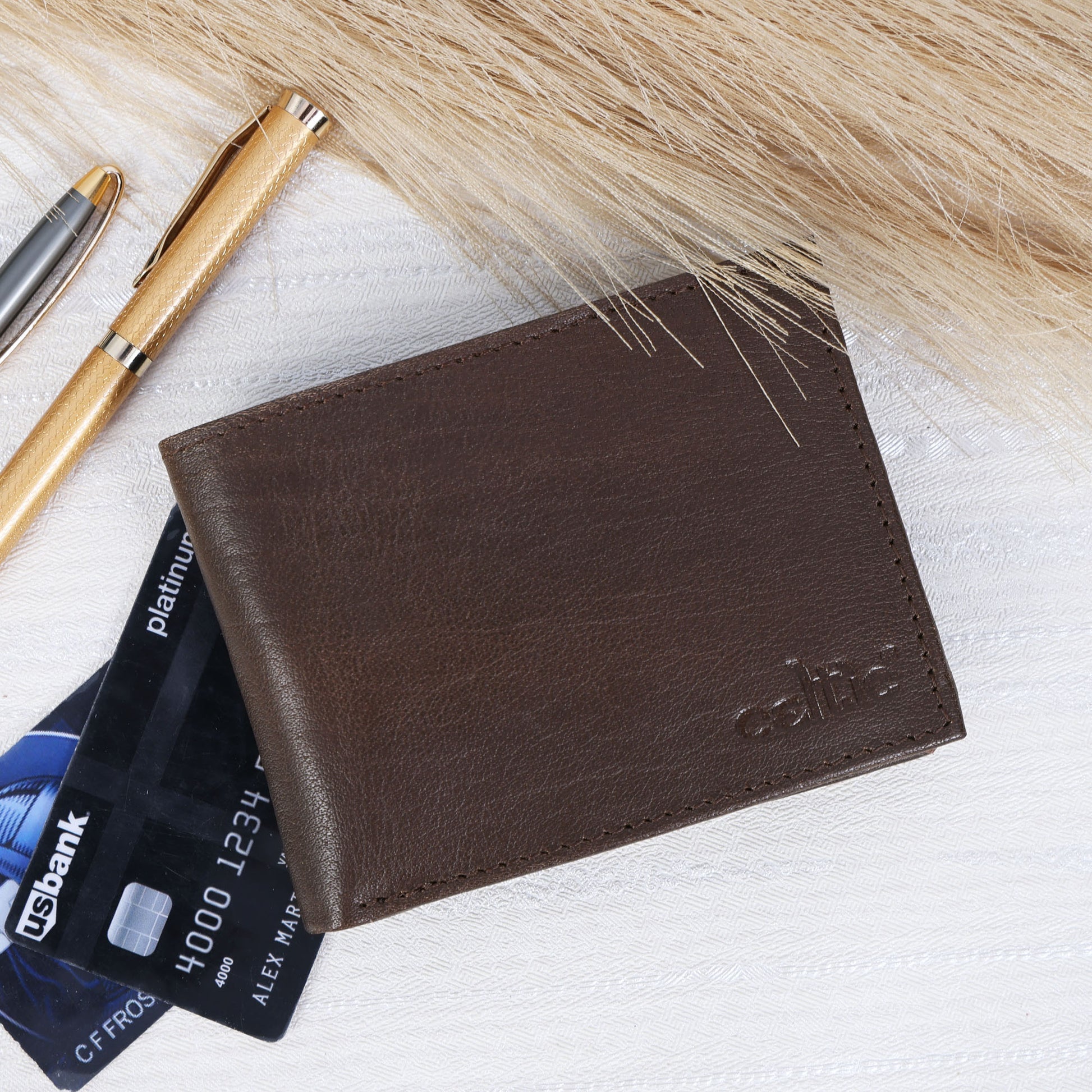 Celtic Genuine Leather Bi-Fold Wallet with Flip ID Window – Dark Brown
