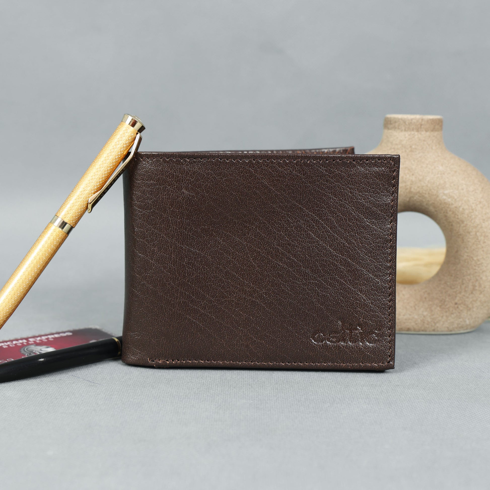 Celtic Vintage Brown Genuine Leather Card Holder Wallet – Slim & Stylish