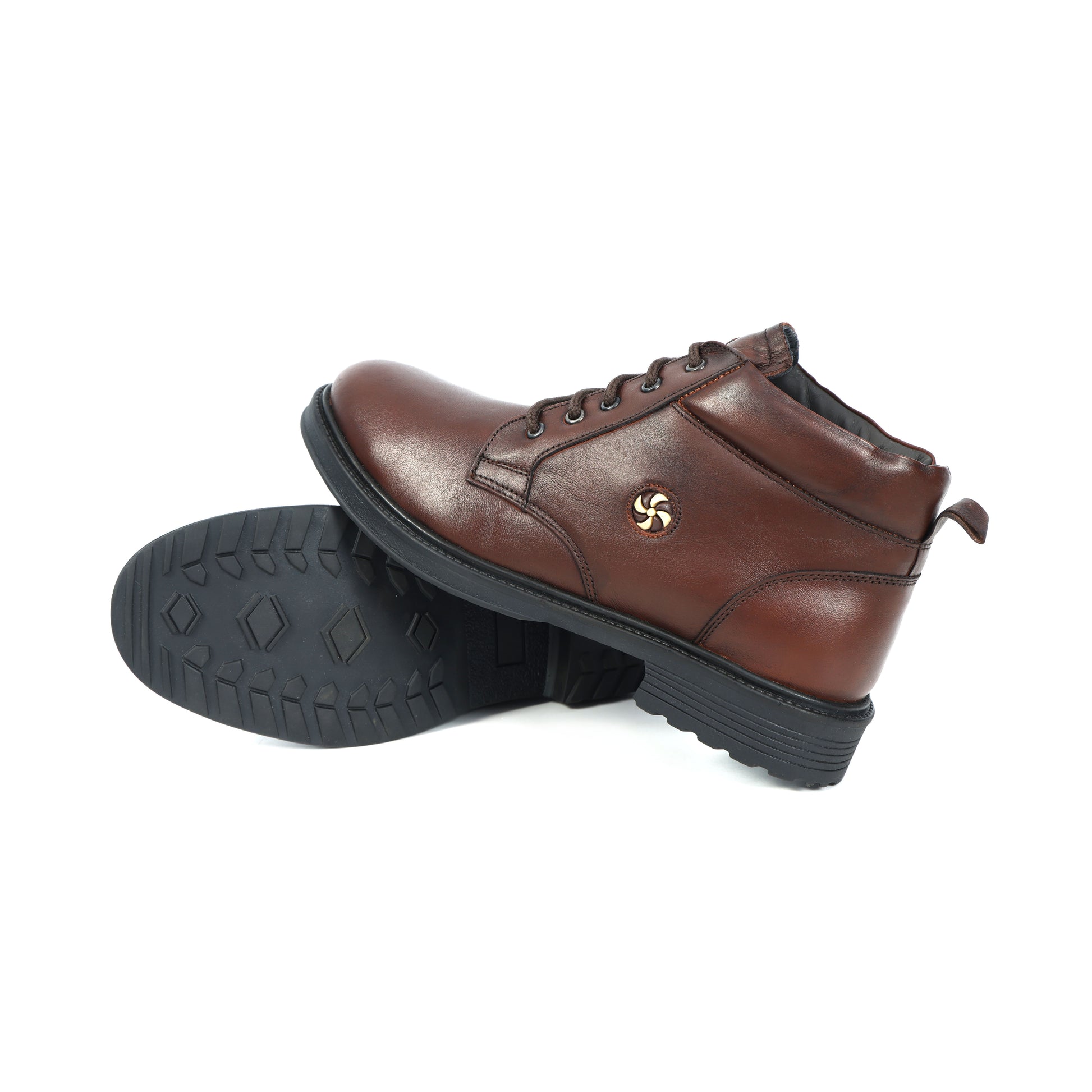 Men’s Premium Genuine Leather Ankle Boots – Brown Lace-Up Smart Casual Shoes