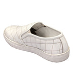 Men's Quilted Genuine Leather Slip-On Sneakers  White Casual Comfort Shoes