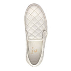 Men's Quilted Genuine Leather Slip-On Sneakers  White Casual Comfort Shoes