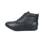 Men’s Genuine Leather Ankle Boots – Black Lace-Up Comfort Shoes