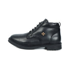 Men’s Genuine Leather Ankle Boots – Black Lace-Up Formal & Casual Wear