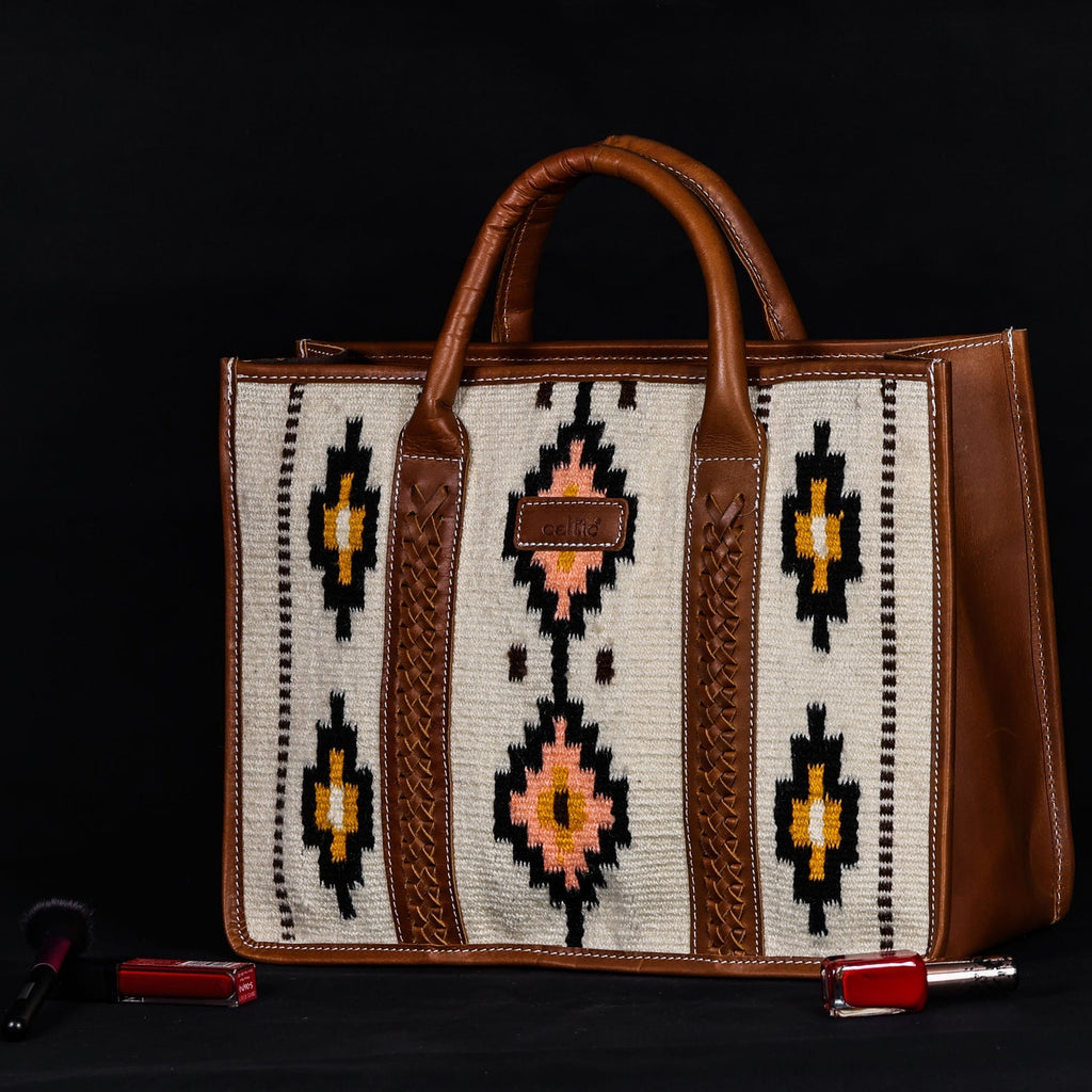 Premium Export Handwoven Leather Tote Bag | Spacious 2 Compartment & Zip Closure