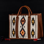 Premium Export Handwoven Leather Tote Bag | Spacious 2 Compartment & Zip Closure