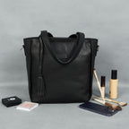 Premium Export Leather Tote Bag with Zip Closure & Detachable Shoulder Strap