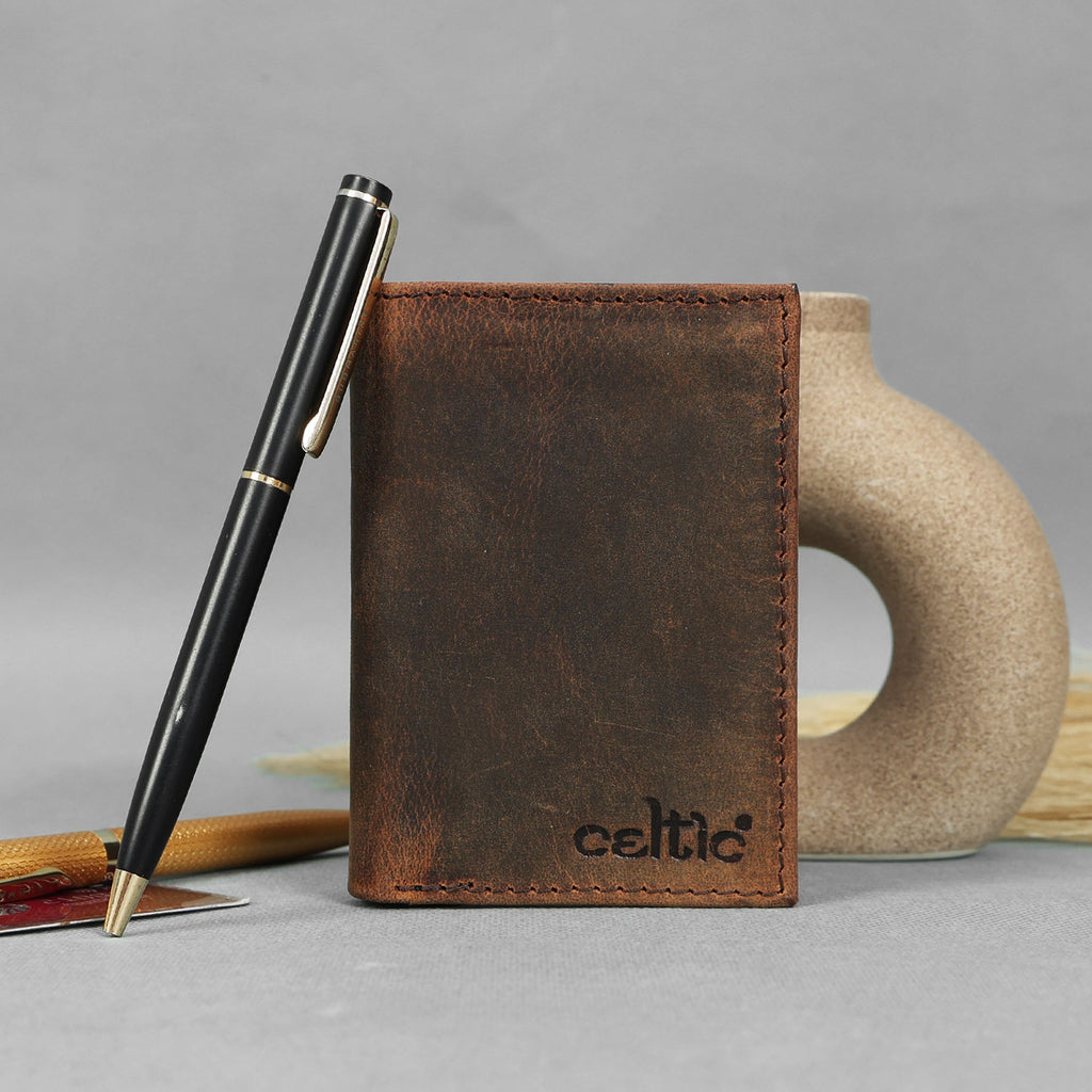 Premium Vintage Tri-Fold Genuine Leather Wallet | Export Quality | Multi-Card & ID Holder