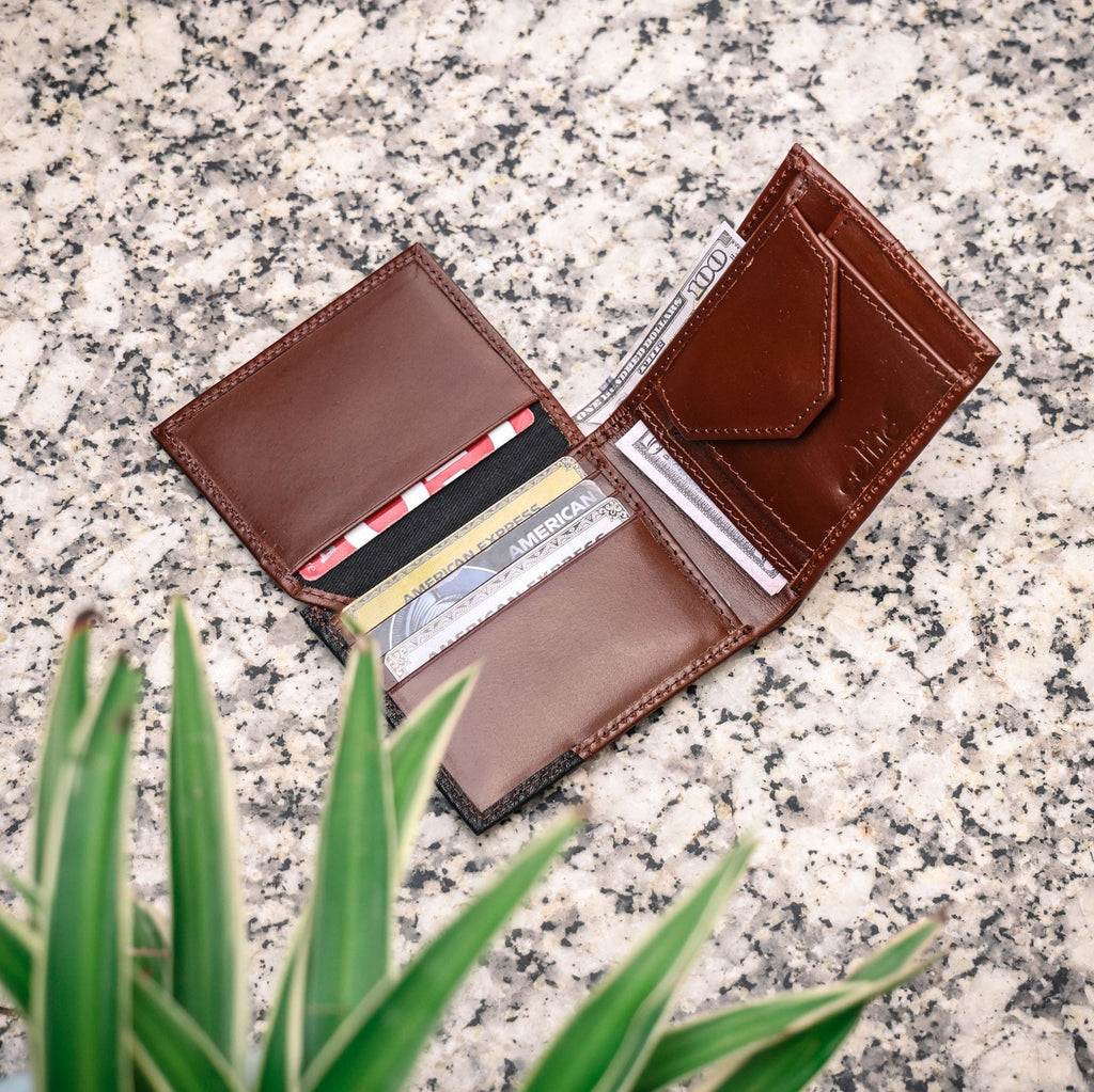Premium Two-Tone Genuine Leather Mens Wallet | Slim Bifold Export Quality with Coin Pocket