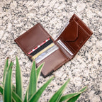 Premium Two-Tone Genuine Leather Mens Wallet | Slim Bifold Export Quality with Coin Pocket