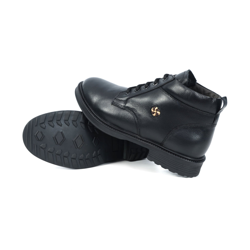 Men’s Genuine Leather Ankle Boots – Black Lace-Up Formal & Casual Wear