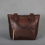 Croc-Texture Leather Tote Bag with Spacious Interior and Dual Shoulder Handles
