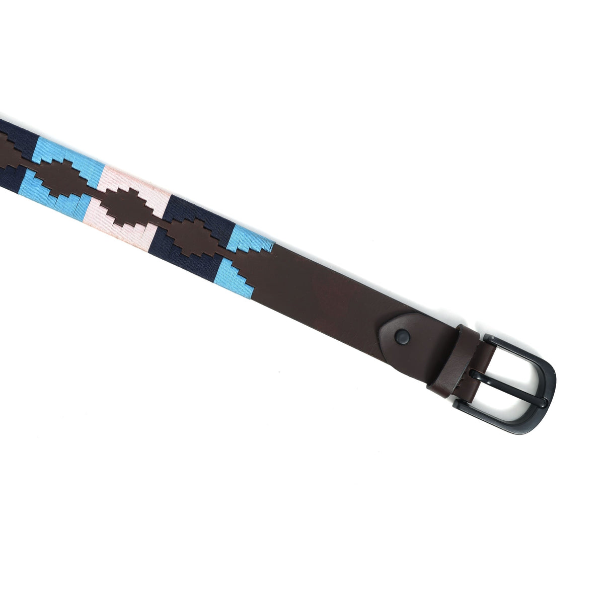 Unisex Handcrafted Ethnic Leather Belt With Geometric Woven Pattern Stylish Casual Wear