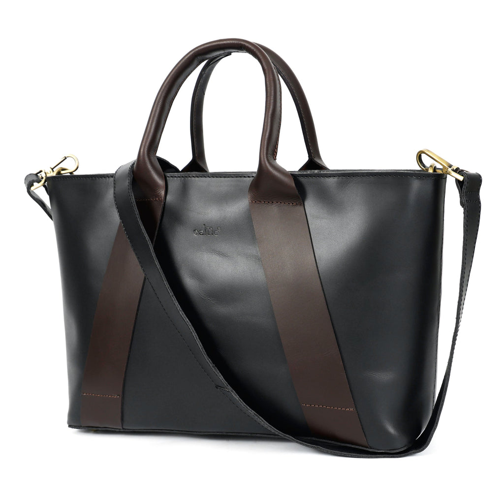 Premium Two-Tone Leather tote bag with Detachable Sling