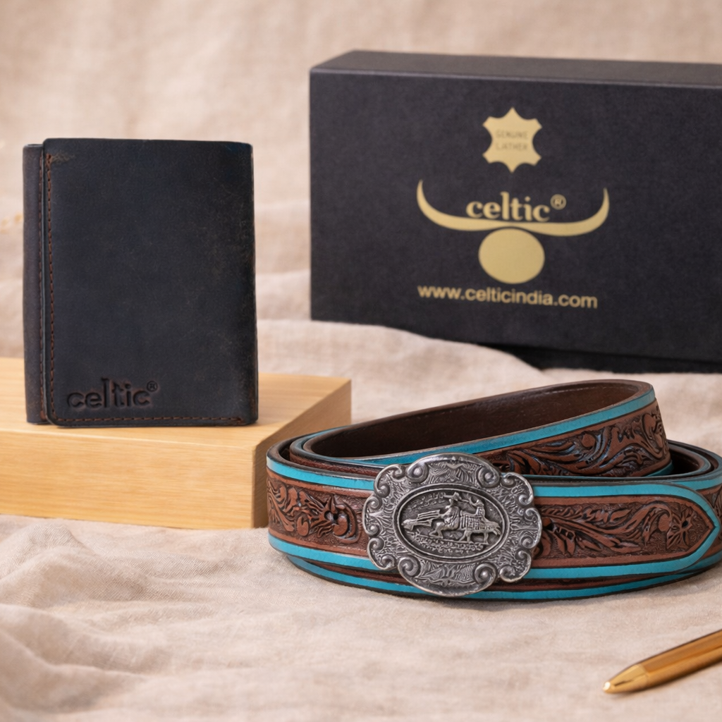 Premium Handcrafted Leather Wallet & Belt Combo  Mens Luxury Gift Set