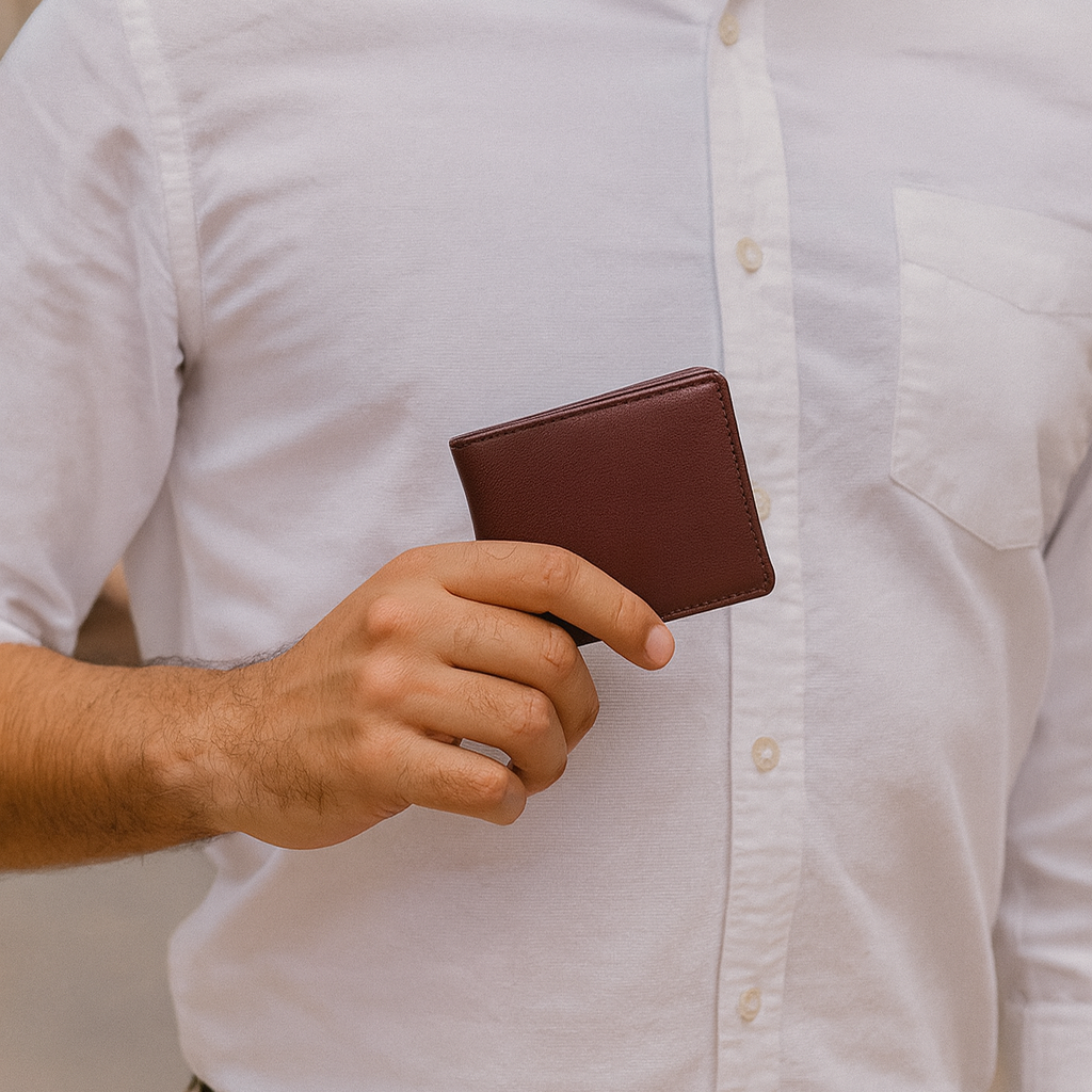 Premium Genuine Leather Men"s Wallet | Slim Bifold with Coin Pocket.