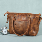 Premium Textured Leather Tote Bag with Zip Closure, Dual Handles & Organized Interior
