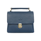 Premium Leather Structured Box Satchel hand bag with Detachable Strap