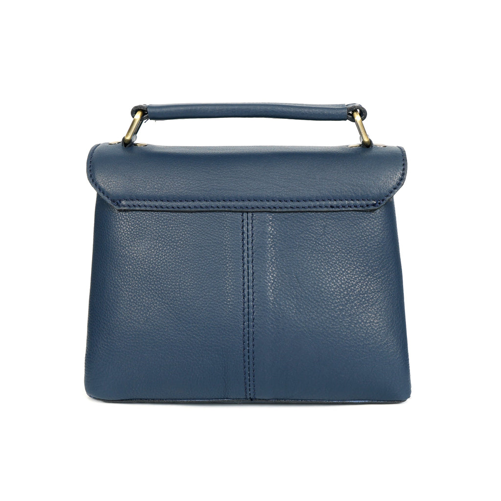 Premium Leather Structured Box Satchel hand bag with Detachable Strap