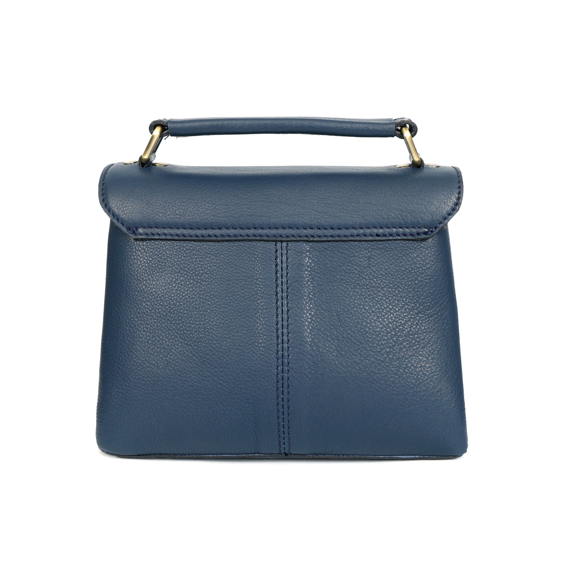 Premium Leather Structured Box Satchel hand bag with Detachable Strap