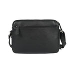 Premium Black Handwoven Leather Crossbody Bag with Adjustable Strap & Zip Compartments