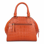 Premium Textured Leather Dome Satchel with Dual Handles, Detachable Strap & Zip Pockets