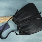 Genuine Leather Drawstring Shoulder Bag | Spacious Tote with Secure Closure