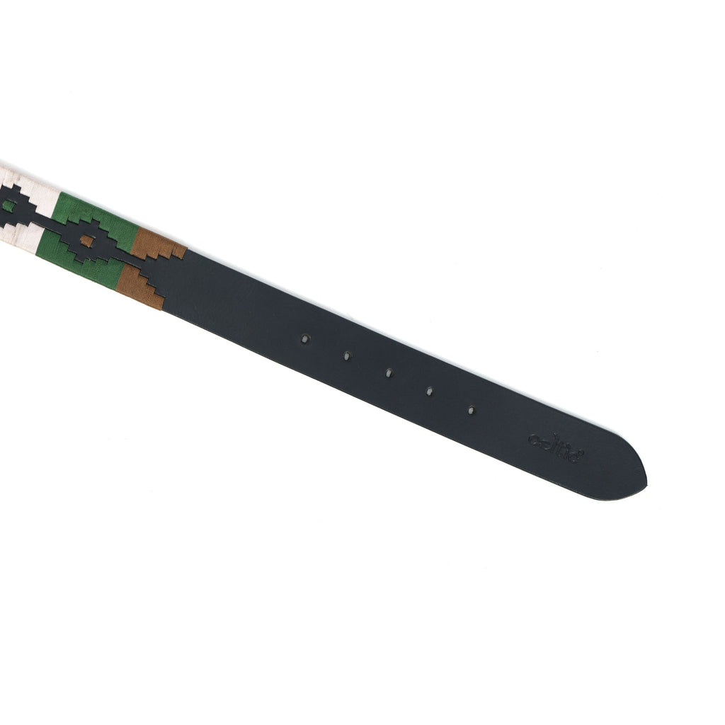 Unisex Handcrafted Leather Belt With Woven Aztec Pattern Antique Buckle For Men