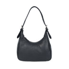 Premium Black Leather Shoulder Bag with Adjustable Strap & Secure Zip Pockets