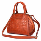 Premium Textured Leather Dome Satchel with Dual Handles, Detachable Strap & Zip Pockets