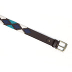 Unisex Handcrafted Woven Leather Belt With Geometric Pattern And Antique Buckle Design