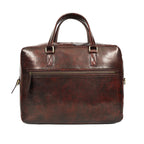 Premium Full Grain Leather Office Briefcase Laptop Bag with Zipper & Shoulder Strap
