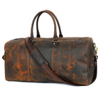 Premium Vintage Leather Travel Duffel Bag |Large Weekender with Shoulder Strap