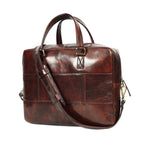 Premium Full Grain Leather Office Briefcase Laptop Bag with Zipper & Shoulder Strap