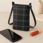 Minimal Crossbody Phone Pouch with  Strap & Secure Zip Closure
