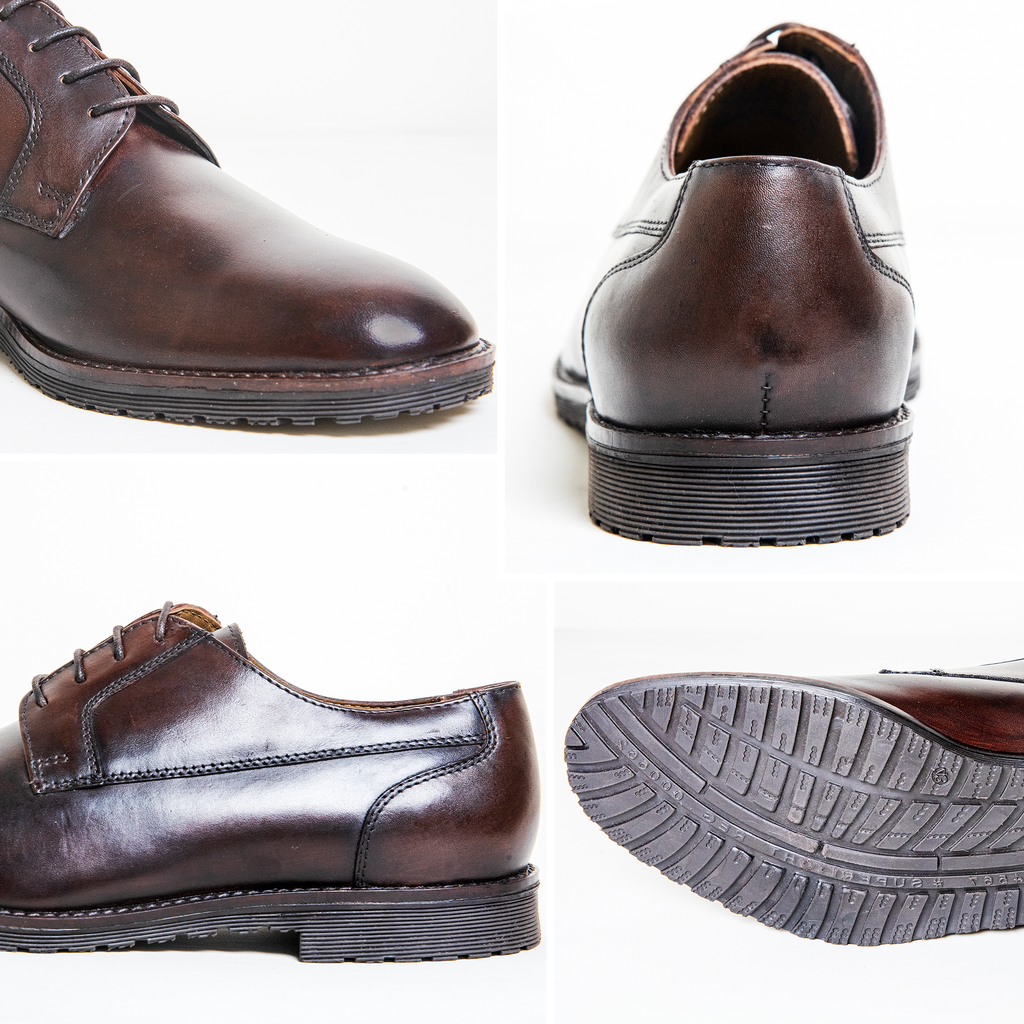 New Derby Brown Shoes – Genuine Leather Lace-Up Derbies with Cushioned Comfort Sole & Breathable Lining